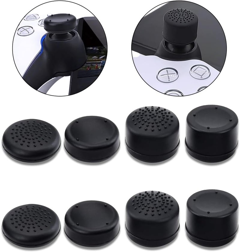 Sunmike PS Portal Thumb Grips Caps, Full Protection Analog Stick Cover Silicone Joystick Caps Anti-Scratch & Anti-Slip Thumbstick Replacement Covers for PS Portal Accessories 8 Pcs in 4 Size - Black - Image 1